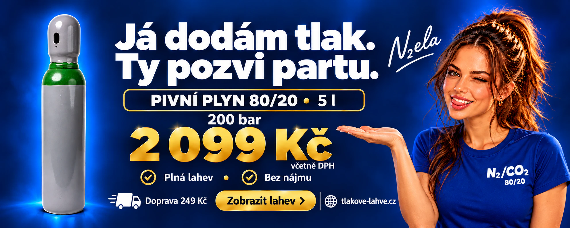 Pivní plyn 80/20, lahev 5 l, 200 bar, za 2 099 Kč